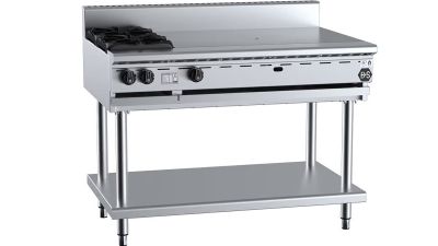 B+S BLACK BT-SB2-TT9 - Combination 2 Open Burners 900mm Target Top On Stand