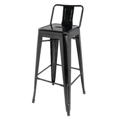 Bolero High Metal Bar Stools with Back Rests Black (Pack of 4) DL882