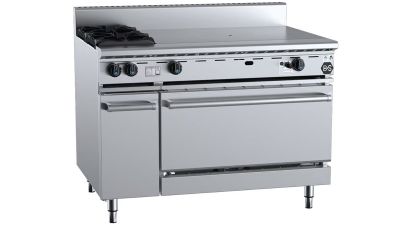 B+S BLACK OV-SB2-TT9 - Combination Oven With 2 Open Burners 900mm Target Top