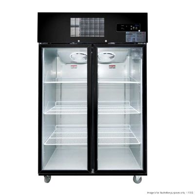 F.E.D. Temperate Thermaster SUFG1000B Double Glass Door Black Stainless Steel Upright Freezer 